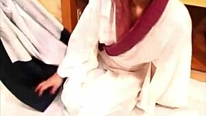 japanese babe tied up takes hardcore fucking and blowjob cumshot!