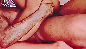 ebony goddess worships my tatted king's big black cock bareback till creampie squirt