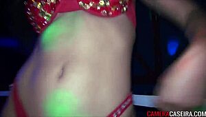 two hot brazilian brunettes tease asses naked at the club