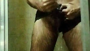 guy bathes then masturbates to orgasm