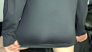 Ladyboy in Sheer Temptation Bends for Sideways USA Ass Play