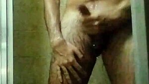 guy bathes then masturbates to orgasm