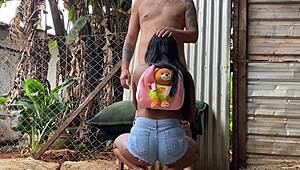 pretinha novinha sucks my cock then gives up her tight ass without wife seeing