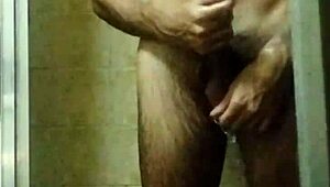 guy bathes then masturbates to orgasm