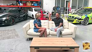 french blonde milf with big tits and small waist fucked hard in lingerie