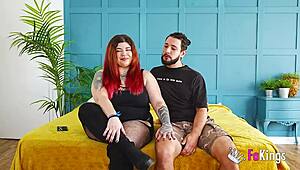 hot bbw redhead leia bangs her boyfriend rough after introducing him!