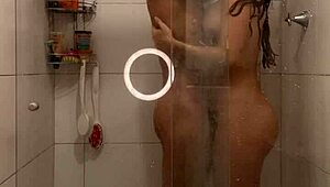 Skinny Oiled Brazilian Milf Teacher Fucks Wild in Wet Bath