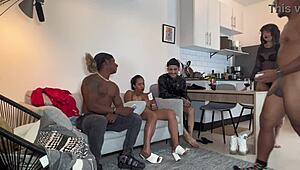 Coworkers dive into steamy doggystyle orgy at wild party