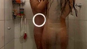 Skinny Oiled Brazilian Milf Teacher Fucks Wild in Wet Bath