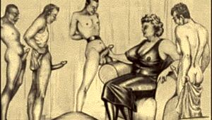 Klassische Vintage Erotikzeichnungen teasen verbotene Gelüste