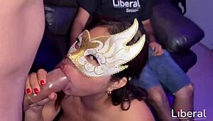 swinger couple tests cuckold as latina wife deepthroats huge cock single