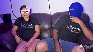 swinger couple tests cuckold as latina wife deepthroats huge cock single