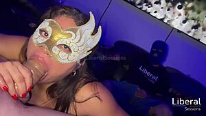 swinger couple tests cuckold as latina wife deepthroats huge cock single