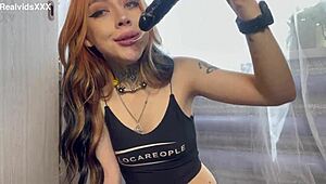 toy blowjob deepthroat sloppy saliva leak tight young tattooed long hair homemade dirty