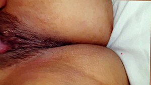 mexican woman spreads legs for deep tongue dive into her fuzzy mound