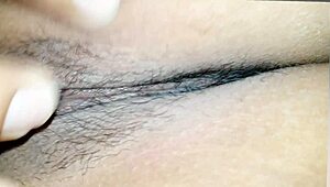 mexican woman spreads legs for deep tongue dive into her fuzzy mound