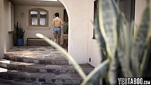 Curvy big tits BBW milf seduces neighbor's young teen for hairy lesbian tribbing fun