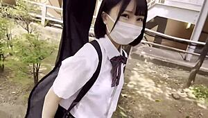 look at this tiny 143cm cutie looking like she's carrying a randoseru, i piston-fucked her raw and creampied