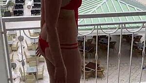 Lisa Tattoo Wife Flashes Lingerie Balcony