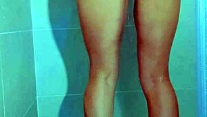 Brazilian College Beauty's Thong Tease Drips in Shower