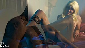 blonde latina goddess chokes slave deepthroat licks feet toes