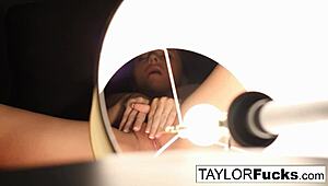 taylor vixen spreads brunette pussy wide in hotel solo tit tease masturbation