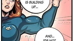Whoa, check out this female bodybuilder's muscles bulging in sexy comic growth! 💪🔥😍