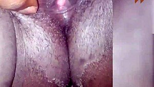 viewer explores black ebony girl's wet cunt with intense fingering