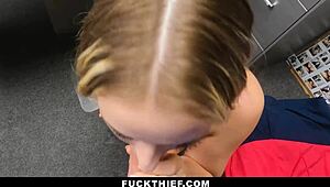 teen shoplifter bends for guard's big cock doggystyle or gets punished hard