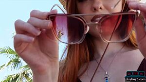 i strip naked outdoors getting wet as southern redhead milf krystal kitten