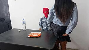 I FUCKED STEPDAD'S SECRETARY IN OFFICE SHE SEDUCED ME DESK STAND SEX