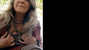 picture this french milf slave bent over in public her buttplug flashing for all to humiliate