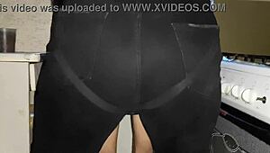 StepMom In Jeans Takes Son's Anal Virginity Kitchen Quickie Strapon Surprise