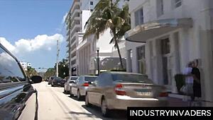 Roxy aggressively sucks big cock deep in limo backseat