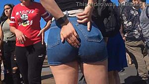 candid big asses shaking in tight shorts and jeans outdoors?