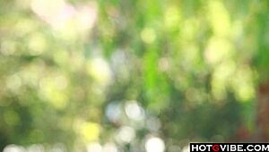 Curvy Brunette Fingers Juicy Pussy With Toys Outdoors!