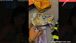 Hot Latina Teases Sexy Outfits in Store Fitting Room with BBC Toy