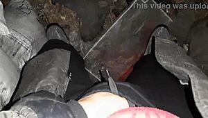 VILLAGE GIRL FINGERS PUSSY TO ORGASM IN COLD RANCH BARN