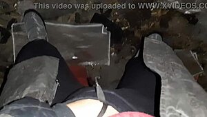 VILLAGE GIRL FINGERS PUSSY TO ORGASM IN COLD RANCH BARN