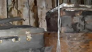 VILLAGE GIRL FINGERS PUSSY TO ORGASM IN COLD RANCH BARN