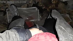 VILLAGE GIRL FINGERS PUSSY TO ORGASM IN COLD RANCH BARN