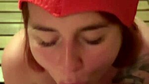 ever wonder why this redhead slut sucks big cock so deep in bathhouse till cum in mouth