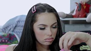 Latina teen 18+ drops bikini sucks jmac's meat fingers pussy on sofa