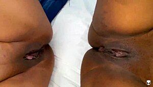 best lesbian orgasms rubbing pussies with ebony friend scissoring wet