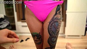 housemaid chokes on huge cock before facial after rough ass pounding close up