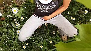 i spy neighbor fingering pussy to wild orgasm in flowers