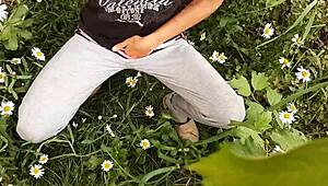 i spy neighbor fingering pussy to wild orgasm in flowers