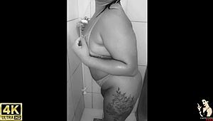 damn camera caught my hot latina neighbor fingering her wet pussy in bathroom