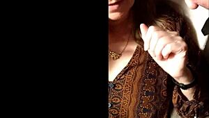 sucking cock while chatting with mummy on phone 😏 dirty housewife naughty blowjob