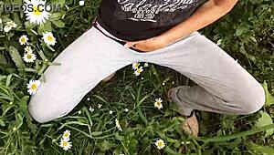 i spy neighbor fingering pussy to wild orgasm in flowers